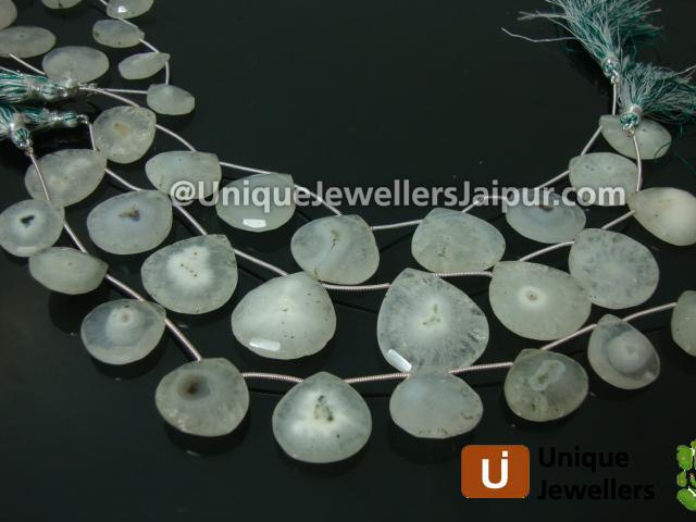 Solar Quartz Faceted Heart Beads